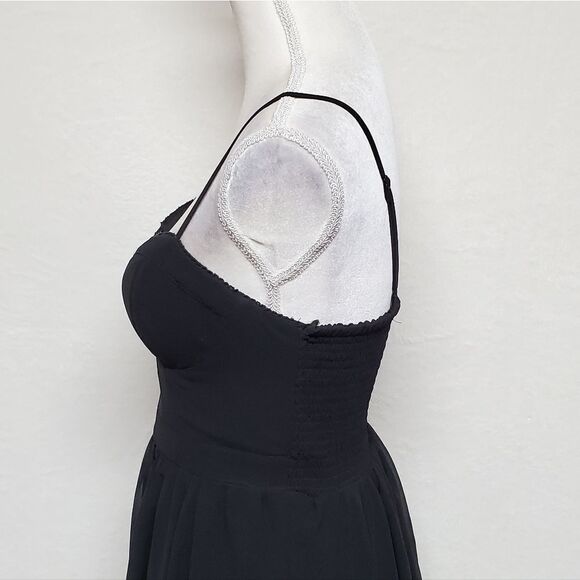 AMERICAN Eagle Outfitters Black Spaghetti Strap Corset Asymmetric Trapeze Dress - Picture 8 of 14